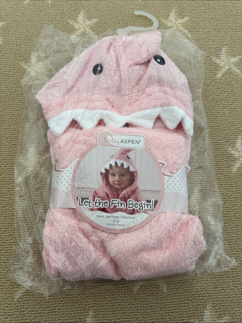 Baby Aspen Pink Shark Hooded Spa Robe